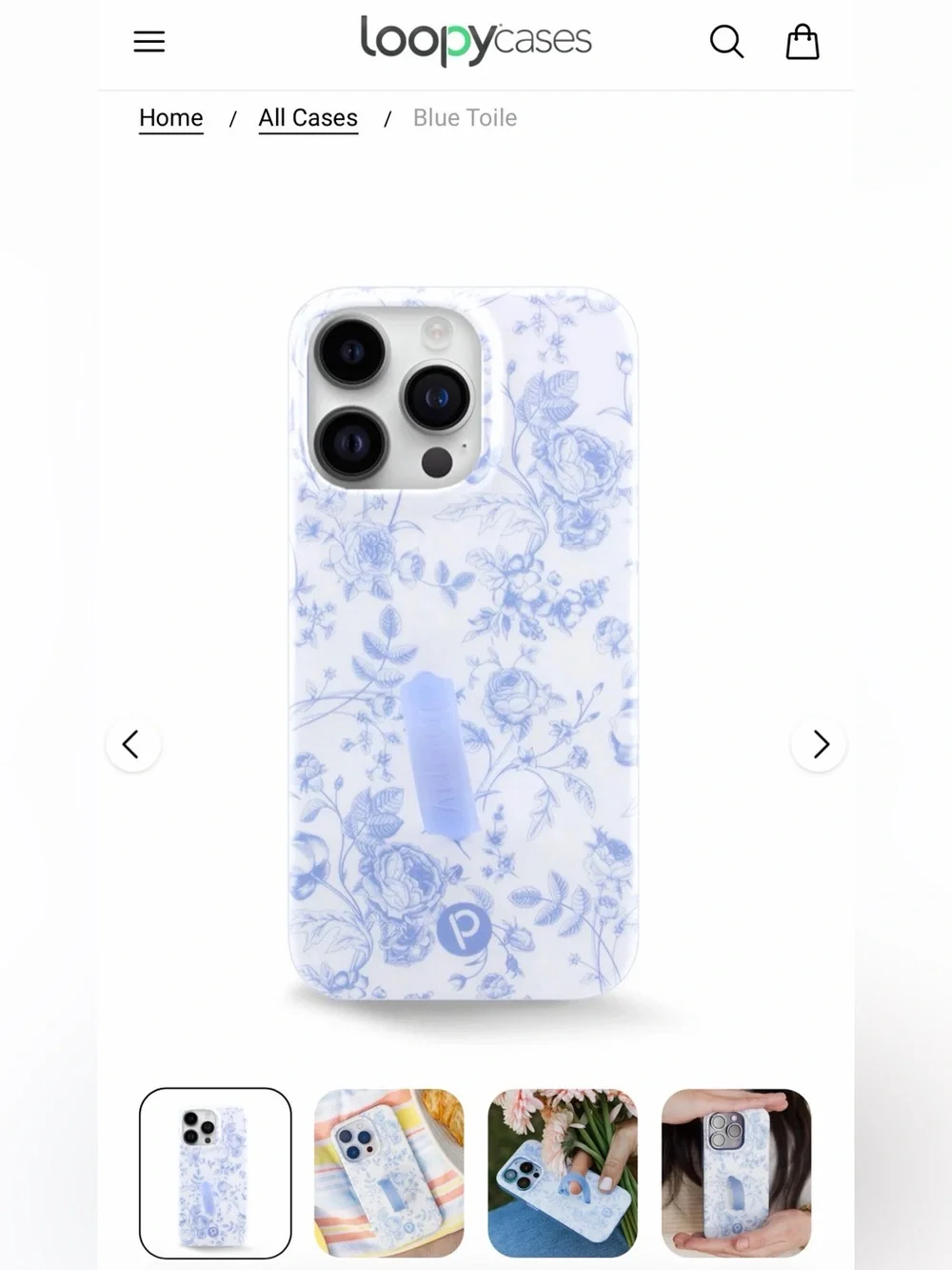 Loopy Case Blue Toile Floral iPhone Case I phone 14 Pro Max